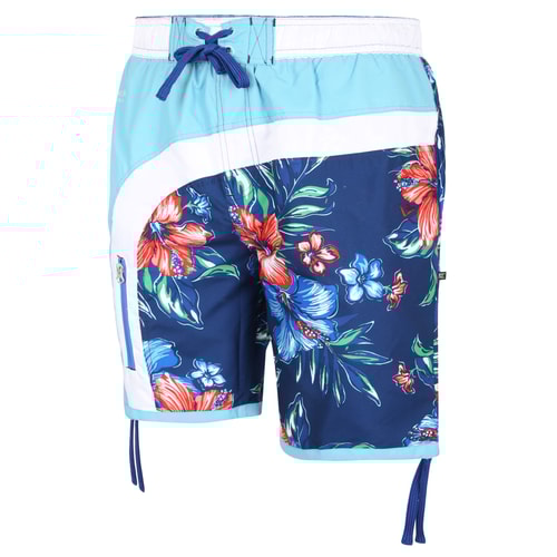 KAM Floral Panel Board Shorts Blue